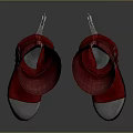 Knee High Red Boots With Textured Material Metallic Toe Caps And Buckle Details