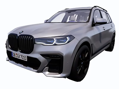 BMW Silver SUV Exterior Design With Front Grille LED Headlights And Black Wheels 3d model