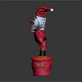 Plush Santa Claus Character Standing In Red Pot With White Beard And Red Hat