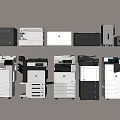 Modern Office Appliances Collection With Multifunction Printers Copiers And Laser Devices