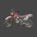 Red And White Off Road Motorcycle With Rugged Design Large Tires And Black Seat