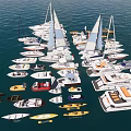 A Variety Of Yachts And Boats On The Open Sea