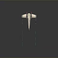 Starfighter Model With Multiple Wings And Green Trails On Dark Background 3d model