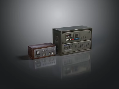 Vintage Audio Equipment With Wooden And Metal Cases And Control Panels 3d model