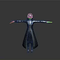 Stylish Dark Hair Anime Figure With Long Coat And Outstretched Arms Holding Blades