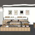 Cozy Dessert Shop Interior With Glass Display Cases Wall Paintings And Various Pastries
