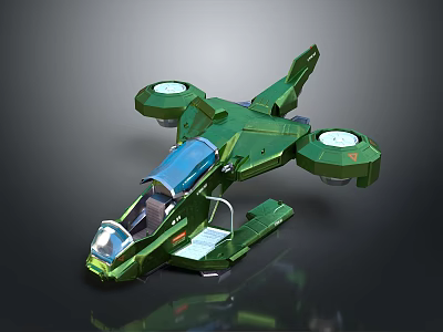 Futuristic Green Cosmic Aerospace Craft With Transparent Cockpit And Circular Propulsion 3d model