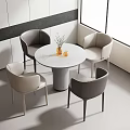 Round Marble Top Table With Gray And Beige Chairs In Bright Modern Interior 3d model