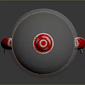 Red Robot Character With White Spherical Head Red Body Silver Arms And Legs Design