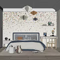 Cozy Modern Children's Room Interior With Decorative Wall Stuffed Toys And Desk