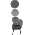Modern Single Chair With Gray Upholstered Fabric And Dark Wooden Legs