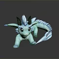Cute Light Blue Dragon Game Movie Character With Black Horns And Big Eyes