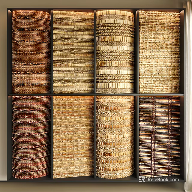 Woven Decorative Wall Panels With Various Natural Textures And Square Arrangement 3d model 