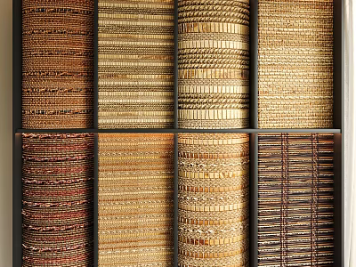 Woven Decorative Wall Panels With Various Natural Textures And Square Arrangement 3d model