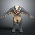 Badger 3D Model Standing With Open Arms Sharp Claws And Open Mouth
