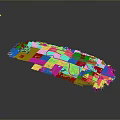 Architectural Park Planning Model with Green Spaces and Pathway Layout