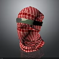 Stylish Red Checkered Headscarf With Camouflage Strap Fashion Accessory