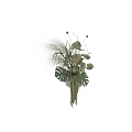 White Vase With Monstera Leaves Pampas Grass And Trailing Greenery Arrangement