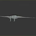 Realistic 3D Sauropod Dinosaur Model With Long Neck Tail Textured Skin Gray Background And Reflection