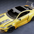 Yellow Modified Sport Car With Black Wheels Rear Spoiler And Aerodynamic Design