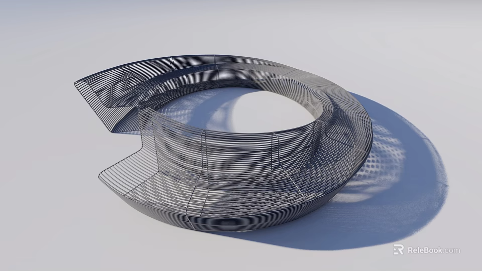 Modern Spiral Landscape Seat With Metal Hollow Structure And Streamlined Design 3d model 