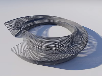 Modern Spiral Landscape Seat With Metal Hollow Structure And Streamlined Design 3d model