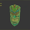 Hand Carved Turquoise Tribal Mask As Decorative Household Item With Intricate Details