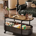 Oval Glass Top Coffee Table With Metal Frame Storage Basket For Snacks Drinks Book And Sofa
