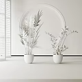 Minimalist Indoor Potted Plants with Gray Ceramic Pots and Leafy Green Foliage
