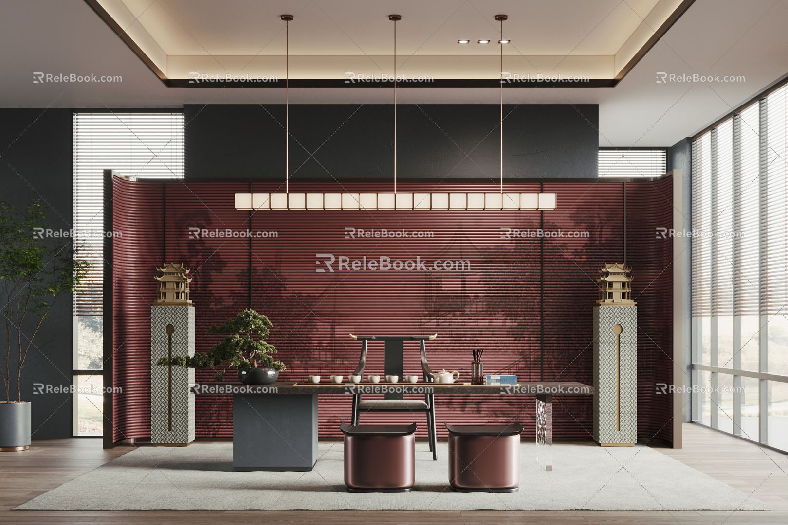 New Chinese Tea Room 3d model