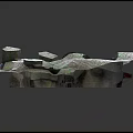 Cartoon Terrain With Rocky Formations Caves Green Moss And Textured Ground