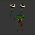 Strange Organ And Hair Like Formations With Green Stems Red Spines And Base