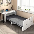 Multifunctional Desk And Foldable Bed Modern Design With Laptop Books And Storage Cabinets