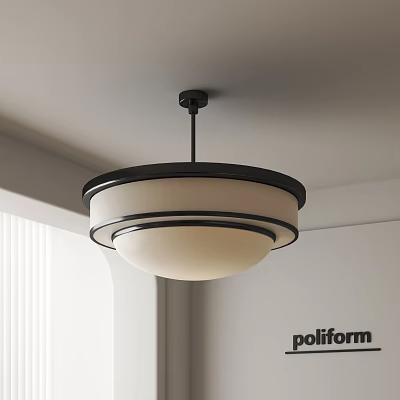 Modern Minimalist Pendant Light With Black Frame And White Shade Design 3d model