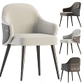 Modern Minimalist Gray Accent Chair With Striped Backrest Armrest And Dark Wooden Legs