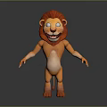 Happy Cartoon Lion Character With Red Mane Yellow Body And White Belly