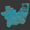 Golden Layered Rock Structure With Scenic Decorative Elements And Small Models