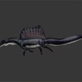 3D Spinosaurus Model With Dark Body Red Blue Sail And Walking Pose
