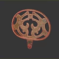 Ancient Chinese Bronze Circular Sculpture With Intricate Dragon Patterns And Green Patina Base Design