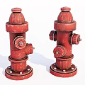 Two Red Fire Hydrants Essential Fire Safety Equipment For Emergency Use