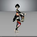 Traditional Geisha Character In Kimono With Crane Patterns Holding Decorative Object