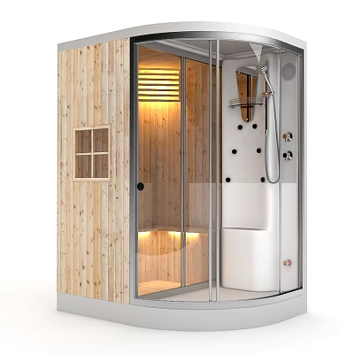 Wooden Shower Sauna With Glass Door And Interior LED Lighting Shower Unit 3d model Wooden Shower Sauna With Glass Door And Interior LED Lighting Shower Unit 3d model