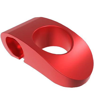 Red Industrial Precision Metal Component With Curved Structure And Circular Holes 3d model