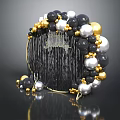 Luxurious Event Entrance With Black Gold Silver Balloons Gold Decorative Letters And Tassel Decorations