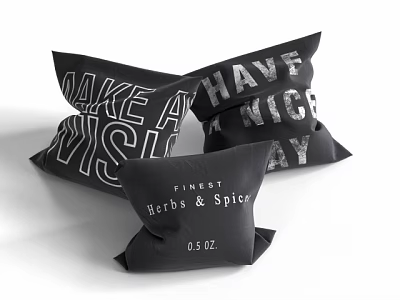 Black Decorative Throw Pillows With Inspirational Text Design For Home Decor 3d model