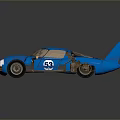 Blue Vintage Race Car With Rear Wing And Number 53 Design