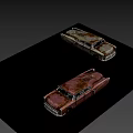 Rusty Vintage Old Car With Weathered Body Broken Windows And Retro Design