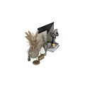 Modern Home Decor Ornament Set With Ceramic Vases Sculpture Clock And Dried Flowers