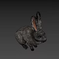 Gray Rabbit Game Movie Character With Long Ears In Sitting Pose On Dark Background