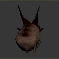 Game Movie Character Dragon Head With Red Brown Skin Horns And Sharp Teeth